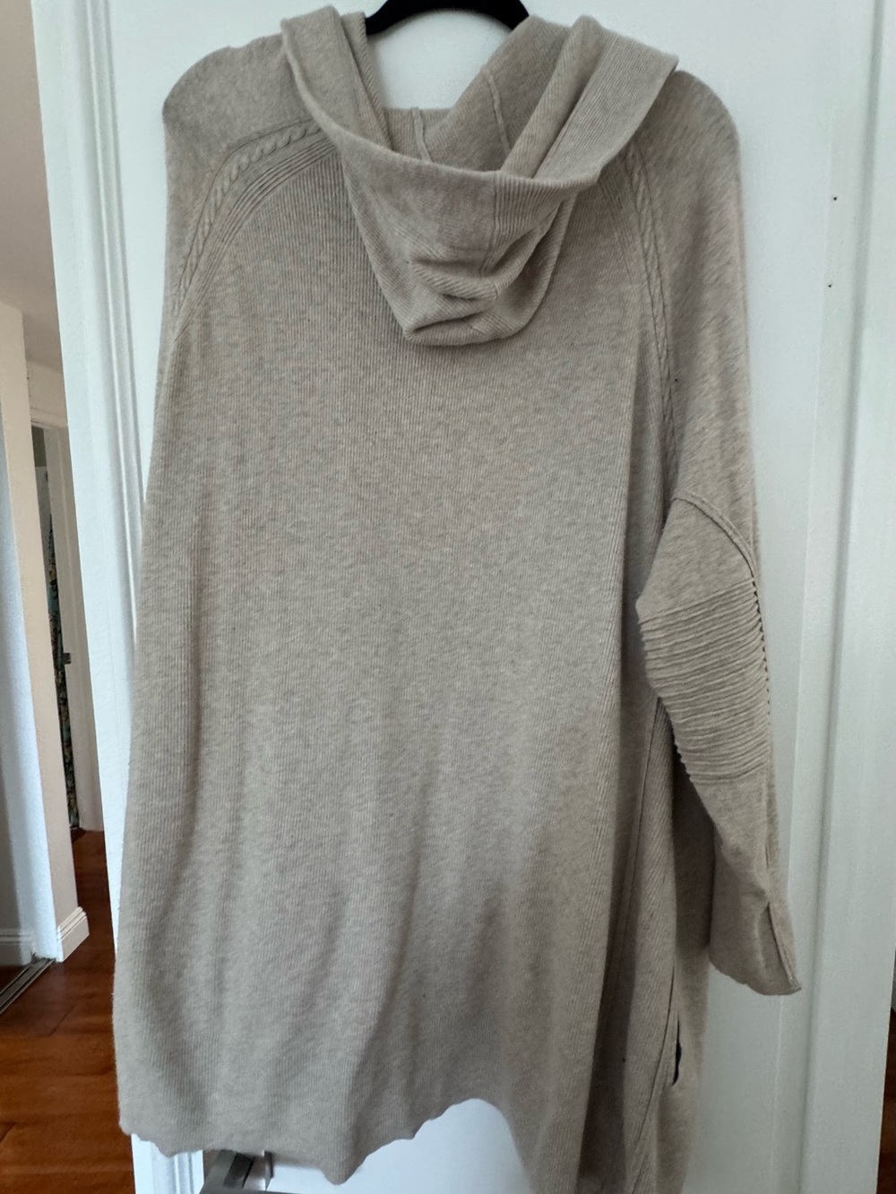 Chico's Beige Hooded Open-Front Cardigan - Picture 2 of 4
